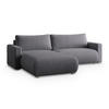 ECKSOFA TURIN P Grau Kordstoff mit Schlaffunktion - Grau, Holz (265/183cm) - MASSENO