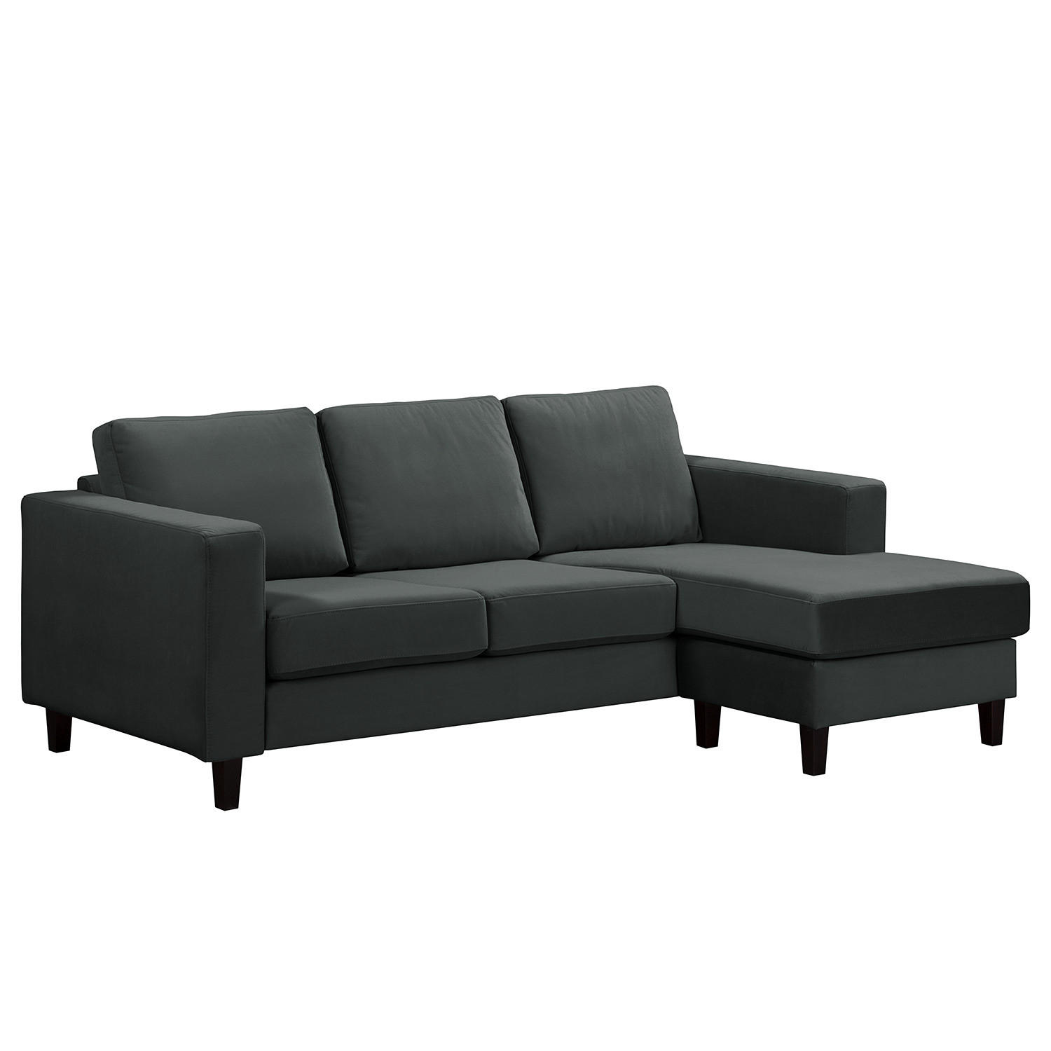 2-SITZER ECKSOFA mit Longchair - Dunkelgrau/Schwarz, Buchenholz/Textil (214/140cm) - home24