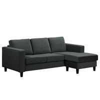 2-SITZER ECKSOFA mit Longchair - Dunkelgrau/Schwarz, Buchenholz/Textil (214/140cm) - home24