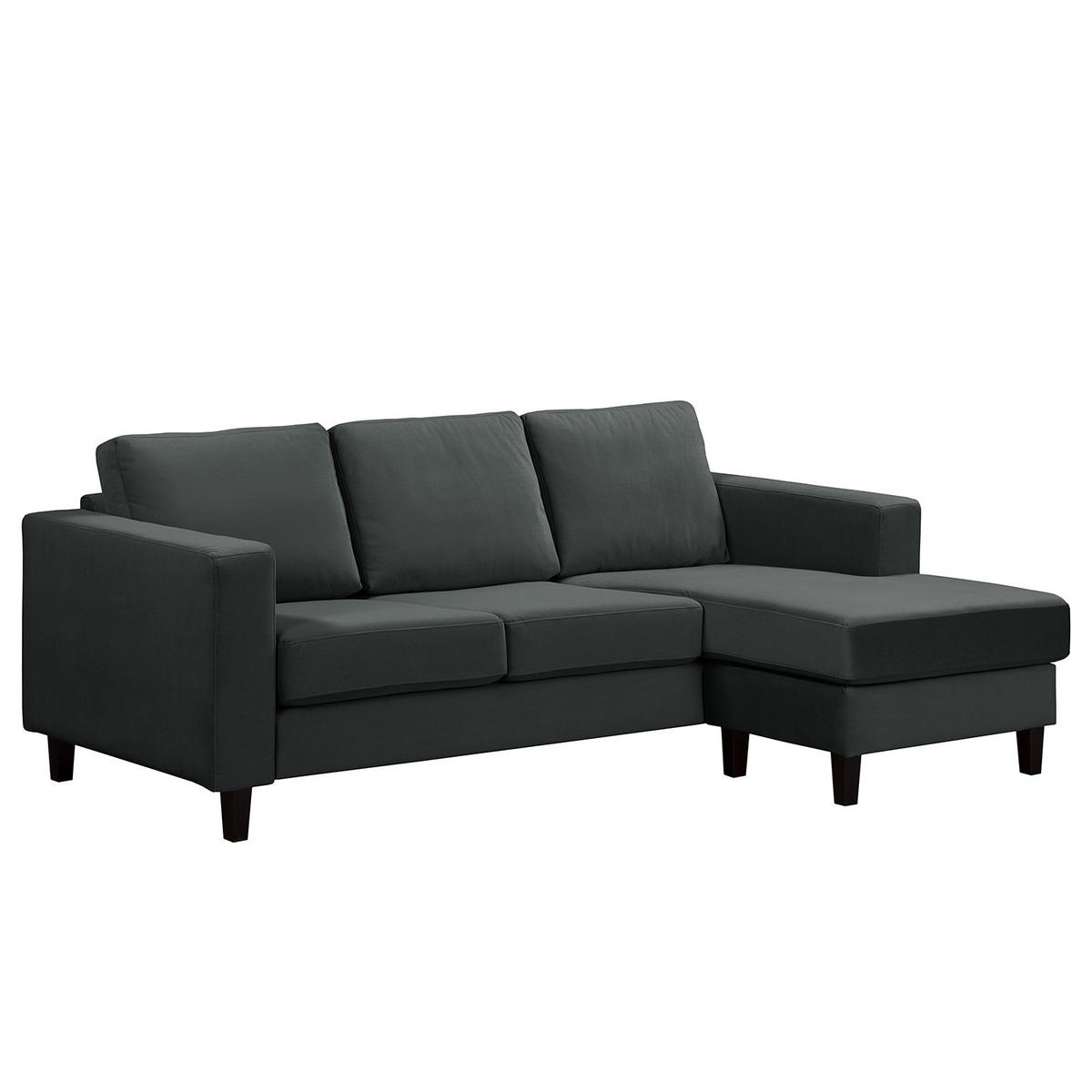 2-SITZER ECKSOFA mit Longchair - Dunkelgrau/Schwarz, Buchenholz/Textil (214/140cm) - home24