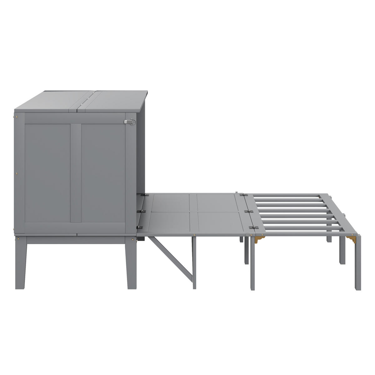 SCHRANKBETT 140/200 cm grau mit Lattenrost und Hochschrank-Design - Grau, Holz (140/200cm) - OKWISH