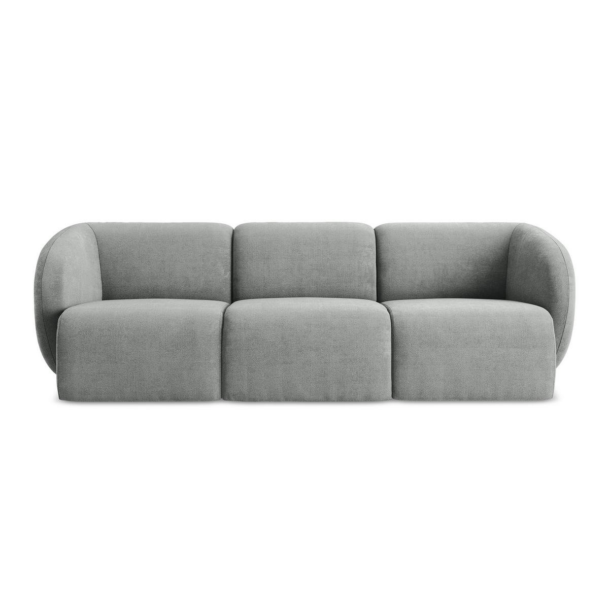 3-SITZER SOFA Chenille Stoff Grau - Schwarz/Grau, Holzwerkstoff/Kunststoff (244/75/94cm) - LaMiaSofa