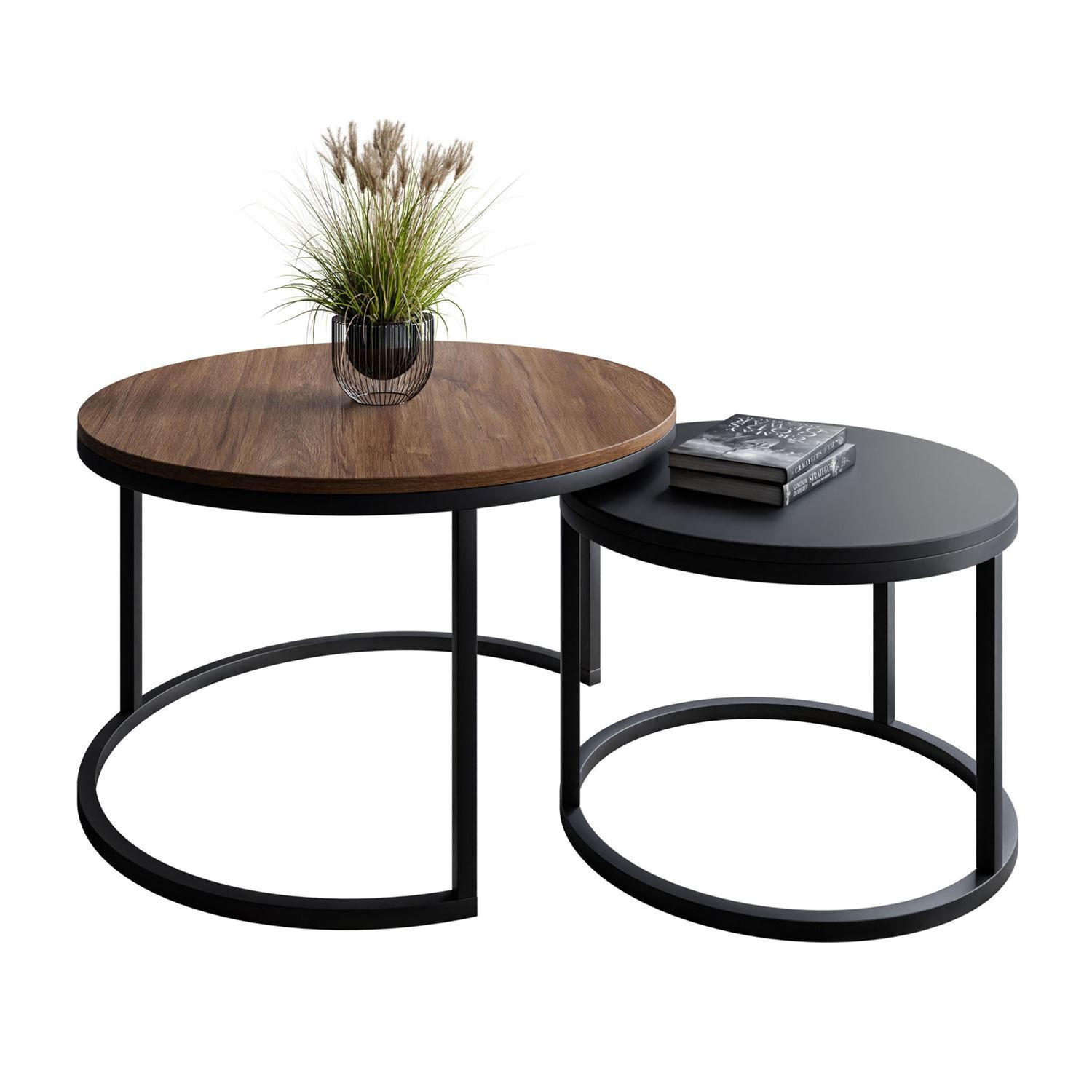 COUCHTISCH CIRI MIX SLIM 2-in-1 - Schwarz, Holzwerkstoff (70/70/48cm) - Lookway