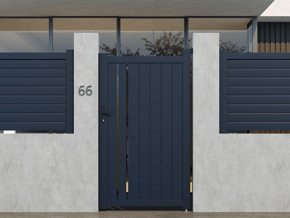 EINGANGSTOR - 100cm x 4.6cm - Aluminium - anthrazitgrau - TOROMA - Anthrazit, Metall (100/176cm) - Vente-Unique