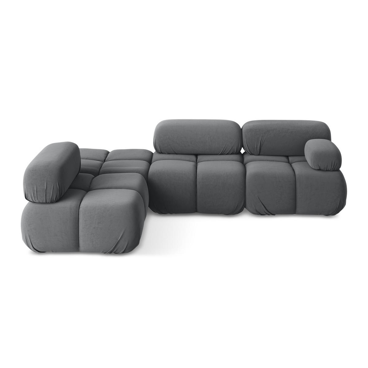 ECKSOFA Links Samt Stoff Grau - Dunkelgrau/Schwarz, Kunststoff/Textil (190/285cm) - LaMiaSofa