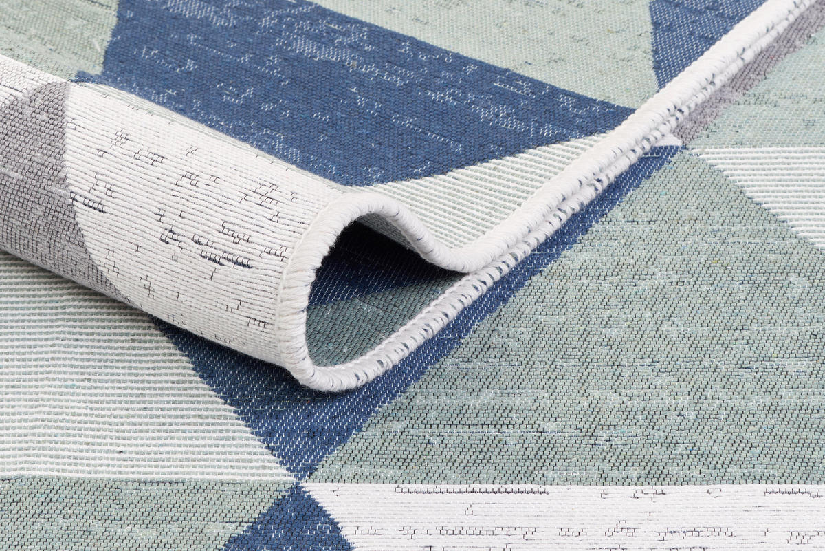 TEPPICH AZTECA Grau 60/110 cm - Blau/Grau, Textil (60/110cm) - Tapiso