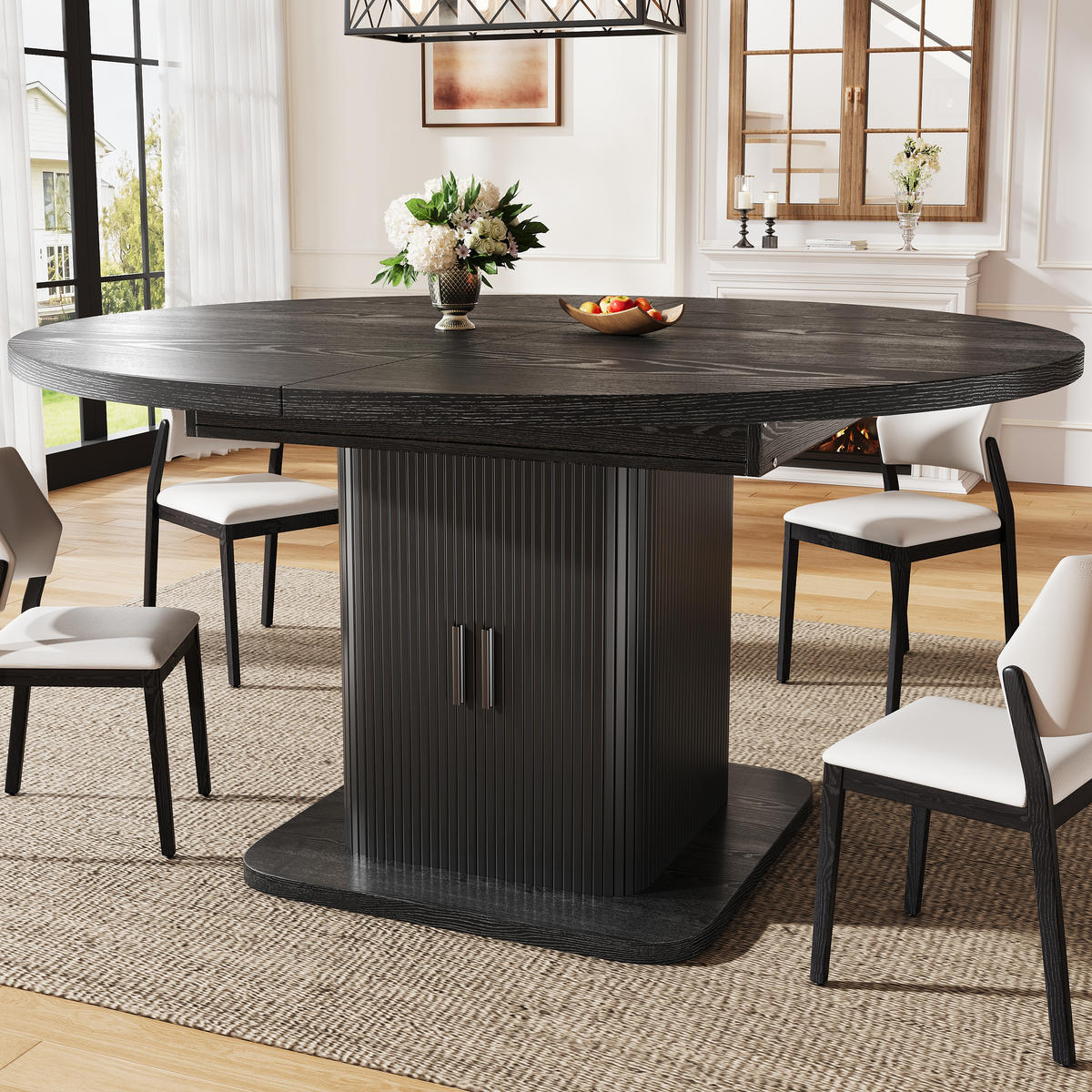 ESSTISCH ausziehbar 110-149,8/110/75 cm mit Stauraum DE-39639 Schwarz - Schwarz, Holzwerkstoff (110/110/75cm) - ComfortXL