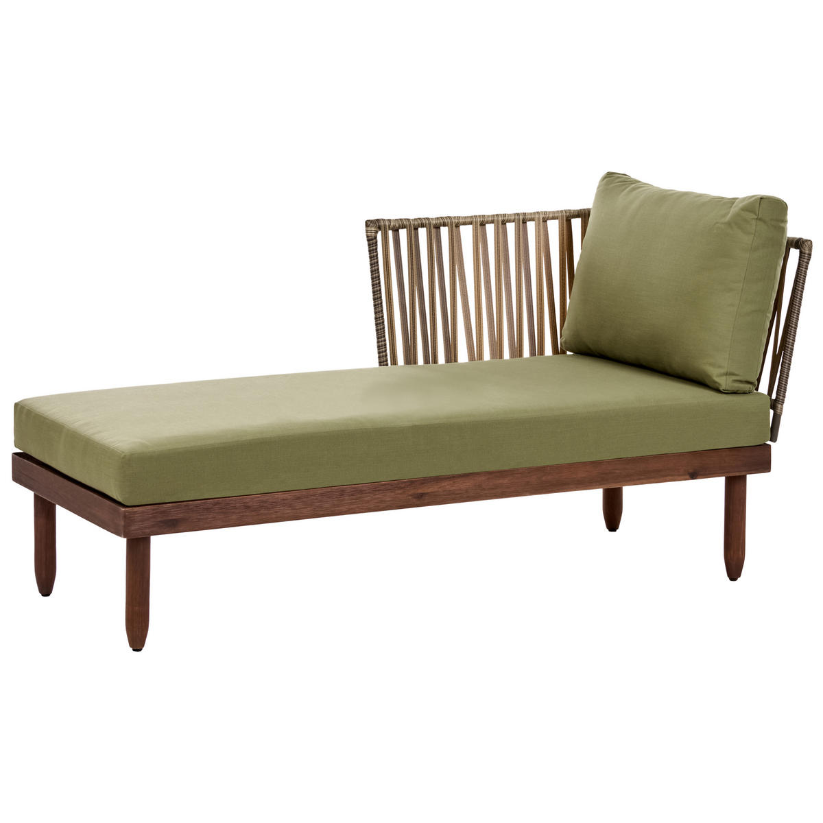 LOUNGE-SET mit Tisch 4-Sitzer Akazienholz rechtsseitig Dunkelbraun/Grün Cremona - Braun/Grün, Holz - Beliani