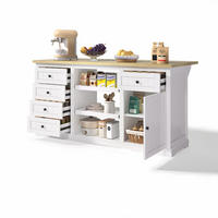 SIDEBOARD 150/65/75,5 cm in Weiß/Natur mit Klappplatte und Steckdosen - Naturfarben, Holzwerkstoff (150/75.5/65cm) - Flora Grace