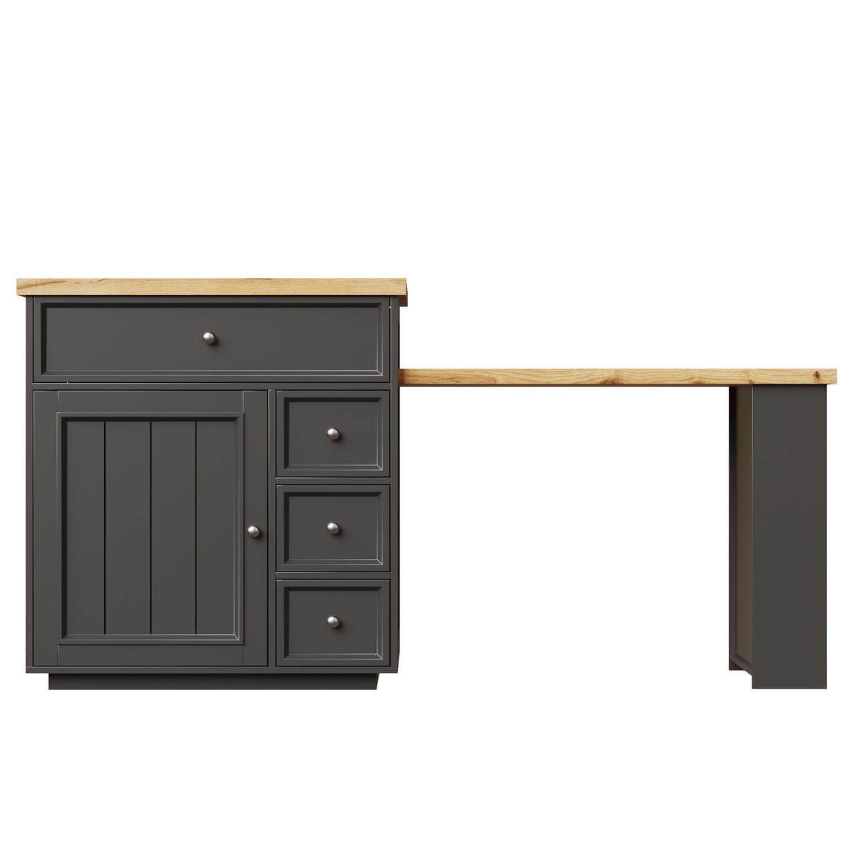 KÜCHENINSEL 120-184/70/94 cm Schwarz mit 4 Schubladen und Rollen - Schwarz, Holz (70/94/184cm) - Oxeza