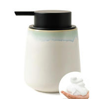 SCHAUMSEIFENSPENDER Keramik Weiß / Grüner Rand 350 ml - Grün, Keramik (9/12/9cm)