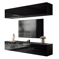 HÄNGENDE WOHNWAND COLGANTE - Schwarz Hochglanz, Holzwerkstoff (200/36/40cm) - Lookway