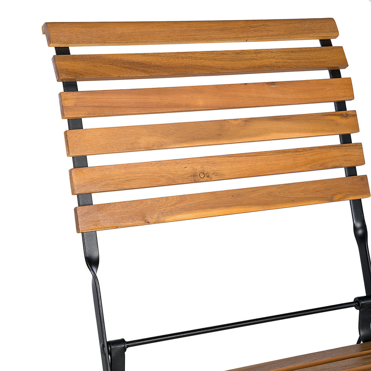 GARTENSTUHL - Akazie massiv / Stahl - Akazie / Schwarz - 2er-Set - Schwarz/Akaziefarben, Holz/Metall (43/89/52cm) - home24