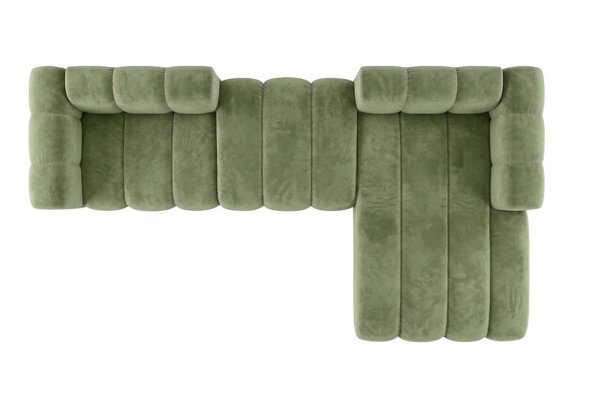 ECKSOFA Modulares In L-Form, Velvet-Stoff Riviera, Olive, Rechts, GRAND 319 cm - Olivgrün, Holz (319/175cm) - Kaiser Möbel