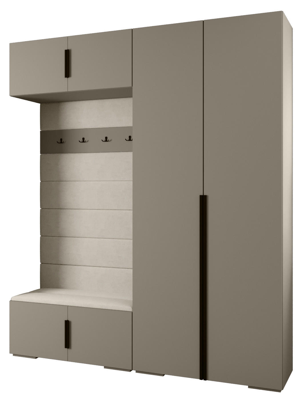Abiks Möbel Garderoben-Set Kaschmir, Beige, Schwarz 200x236.7x47 cm