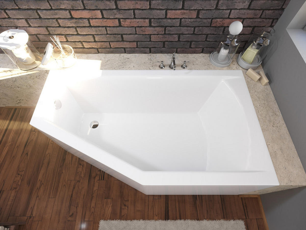 BADEWANNE Eckwanne SELENA 150/90 Rechts Ablauf & Füße - Weiß, Kunststoff (90/59/150cm) - bad land