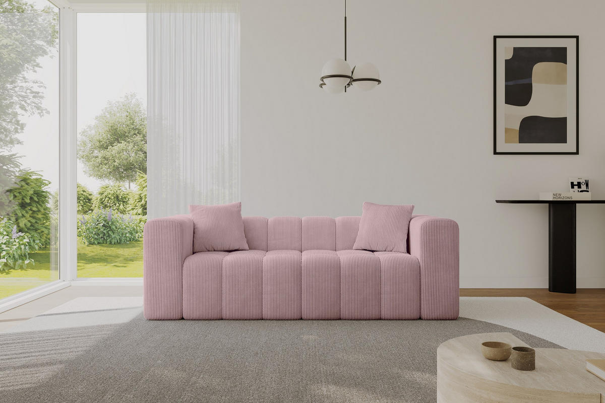 POHOVKA 2-MÍSTNÁ DONY-2 232x90x71 cm Růžová Manšestr - růžová/černá, kompozitní dřevo/textil (232/71/90cm) - ALTDECOR
