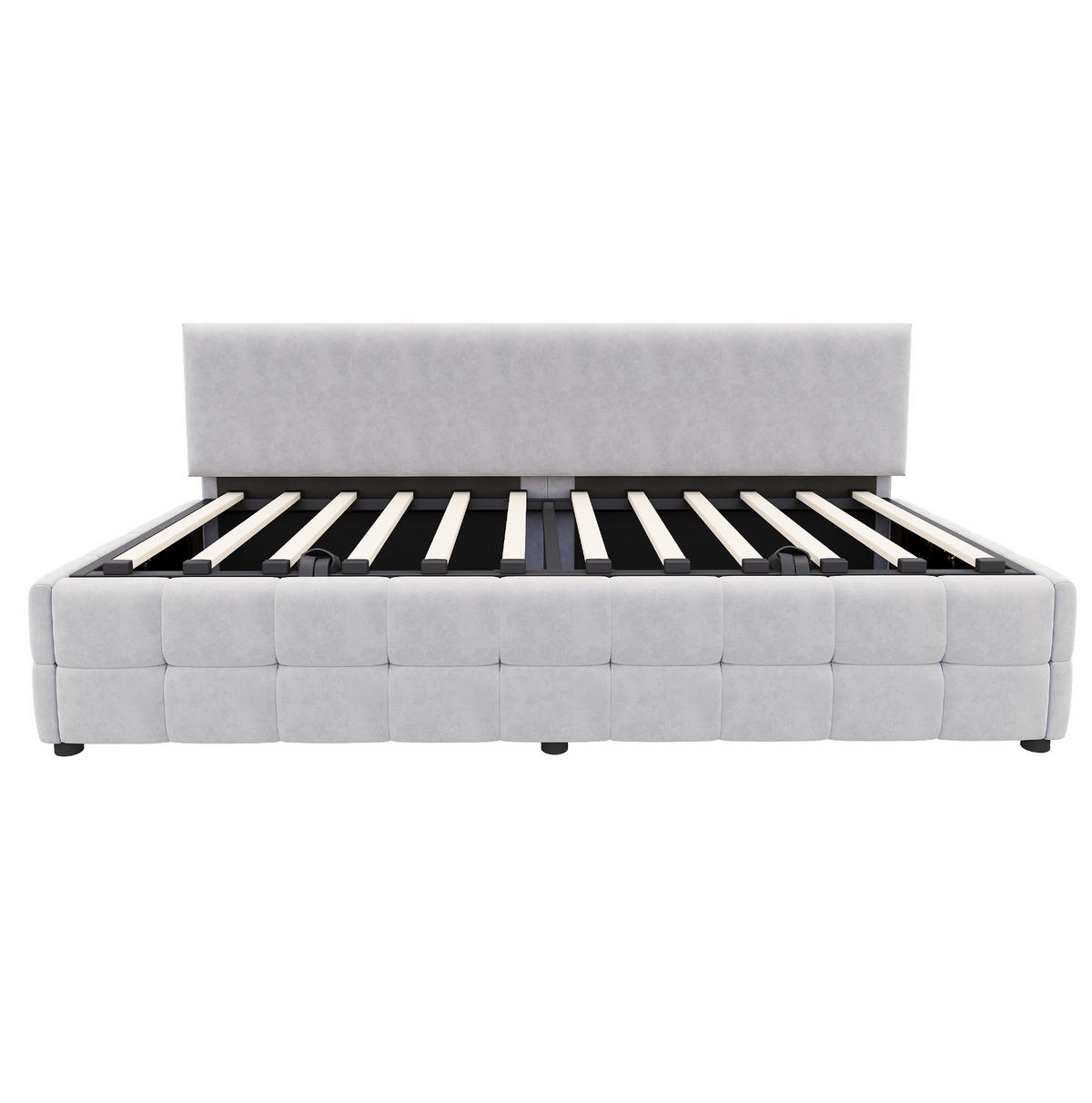 POLSTERBETT Schlafsofa aus Samt 90x200 cm Hellgrau mit hydraulischem Bettkasten - Hellgrau, Textil (90/200cm) - IVMEU