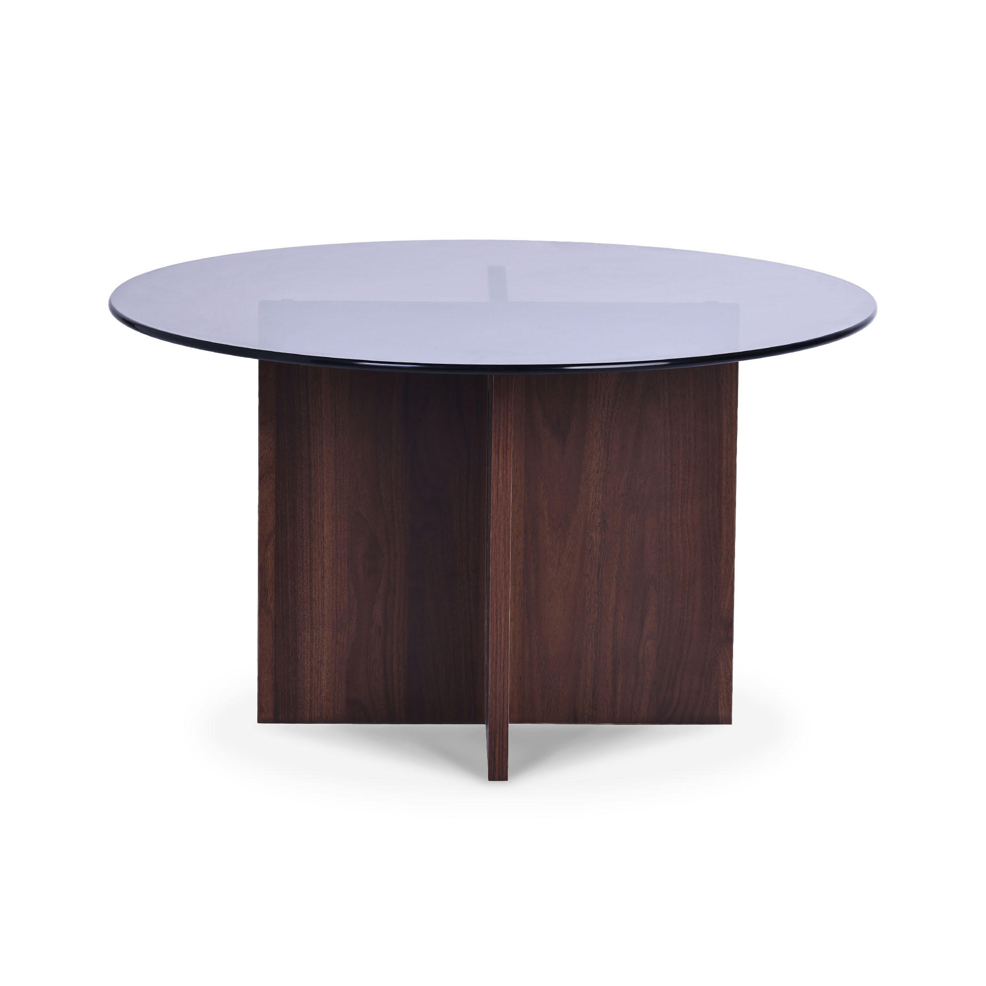 COUCHTISH GIULIA moderner aus schwarzem Glas in Walnuss - Braun, Holz (80/80/45cm) - Sicaan