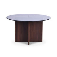 COUCHTISH GIULIA moderner aus schwarzem Glas in Walnuss - Braun, Holz (80/80/45cm) - Sicaan