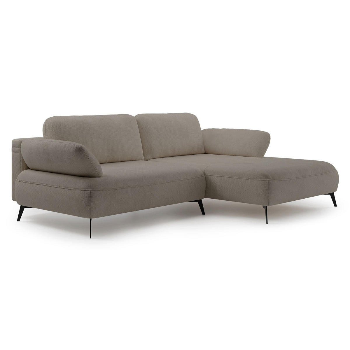ECKSOFA Avolla Dunkelbeige rechts - Schwarz/Cappuccino, Textil/Metall (186/284cm) - Selsey