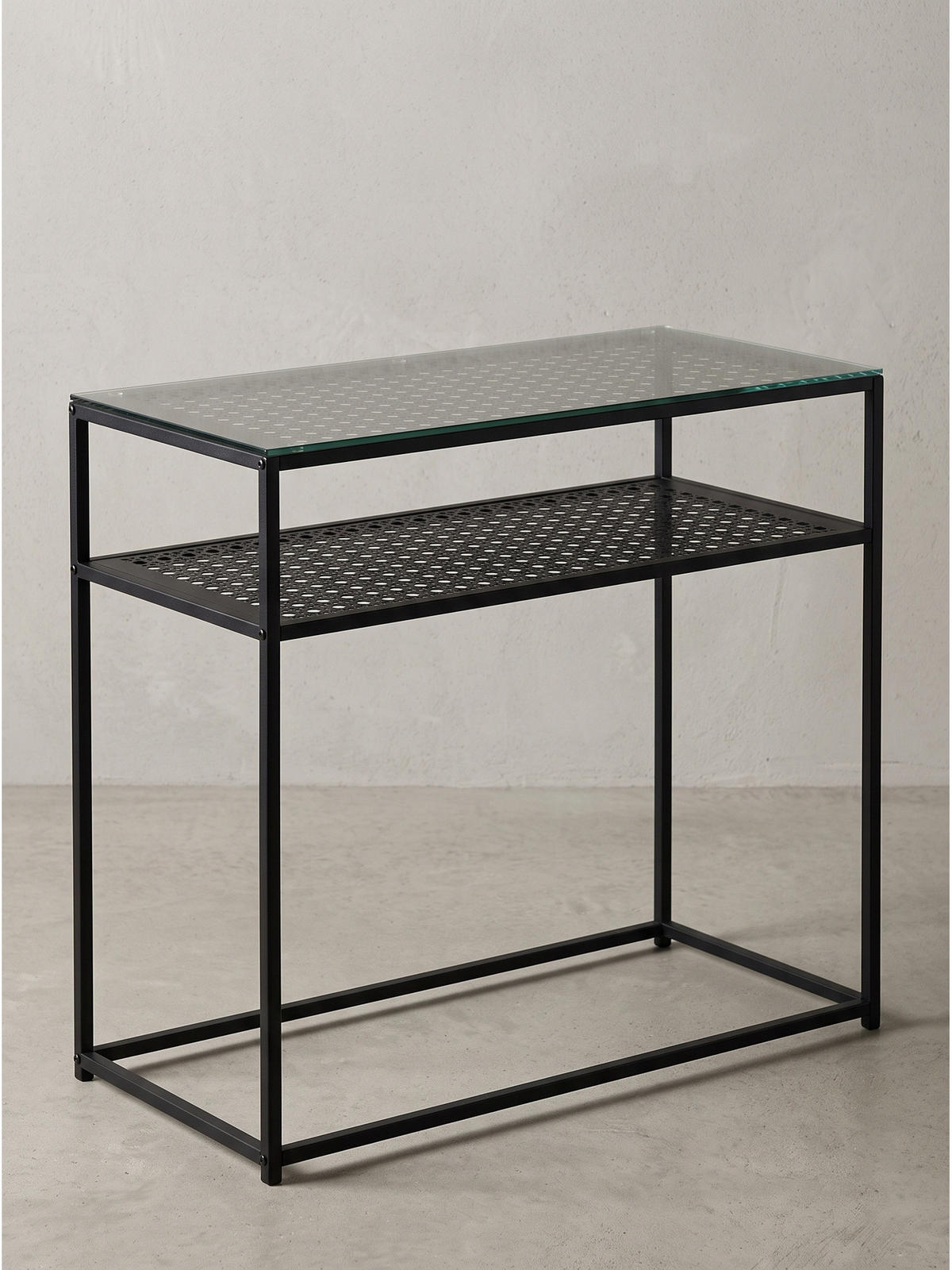 KONSOLENTISCH ALCUDIA, Einscheibensicherheitsglas, Schwarz, 80 x 40 x 77 cm - Schwarz, Glas/Metall (40/80/77cm) - KADIMA DESIGN