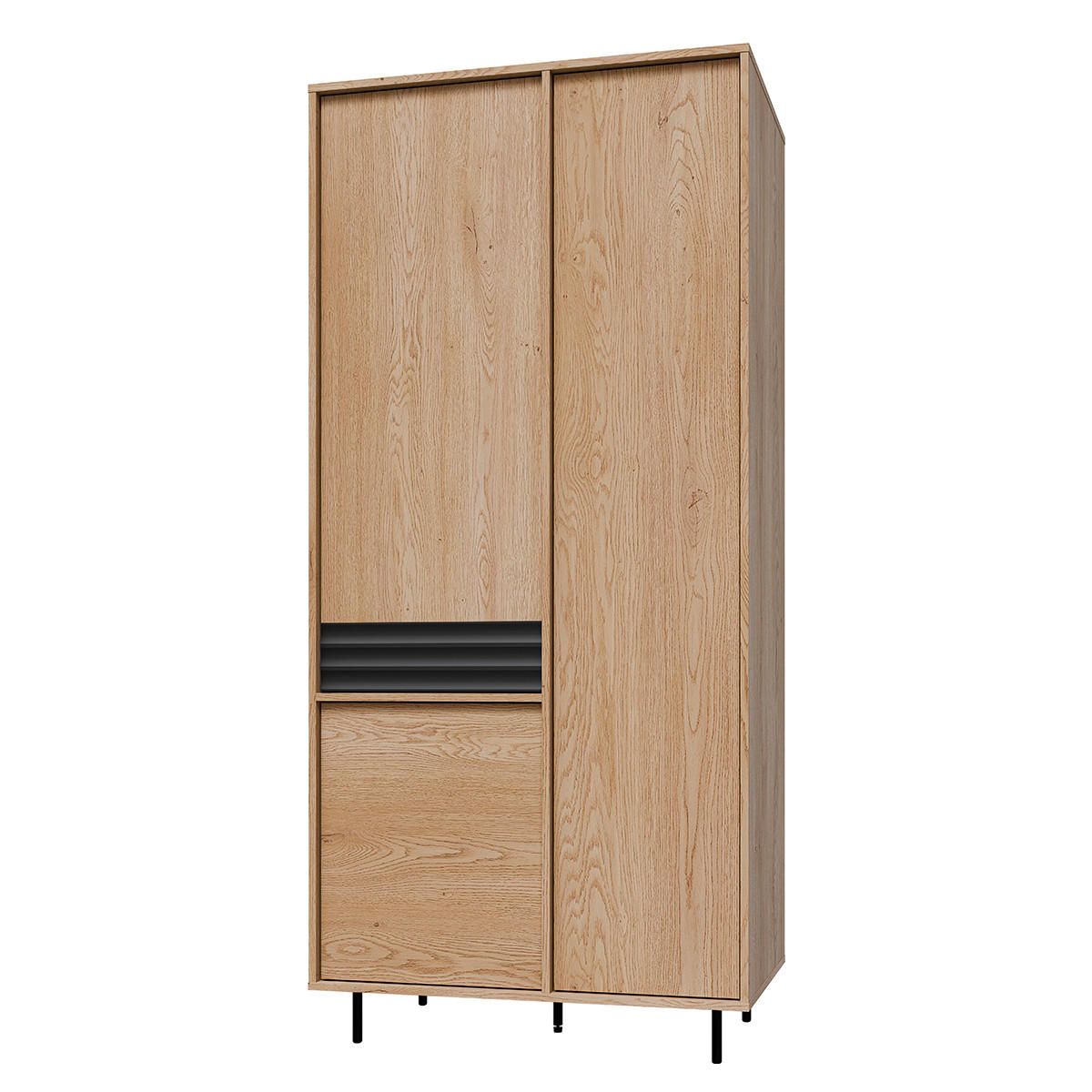 SCHRANK Astra Holz und Schwarz - Schwarz, Holzwerkstoff (90/195/52cm) - Petits-meubles