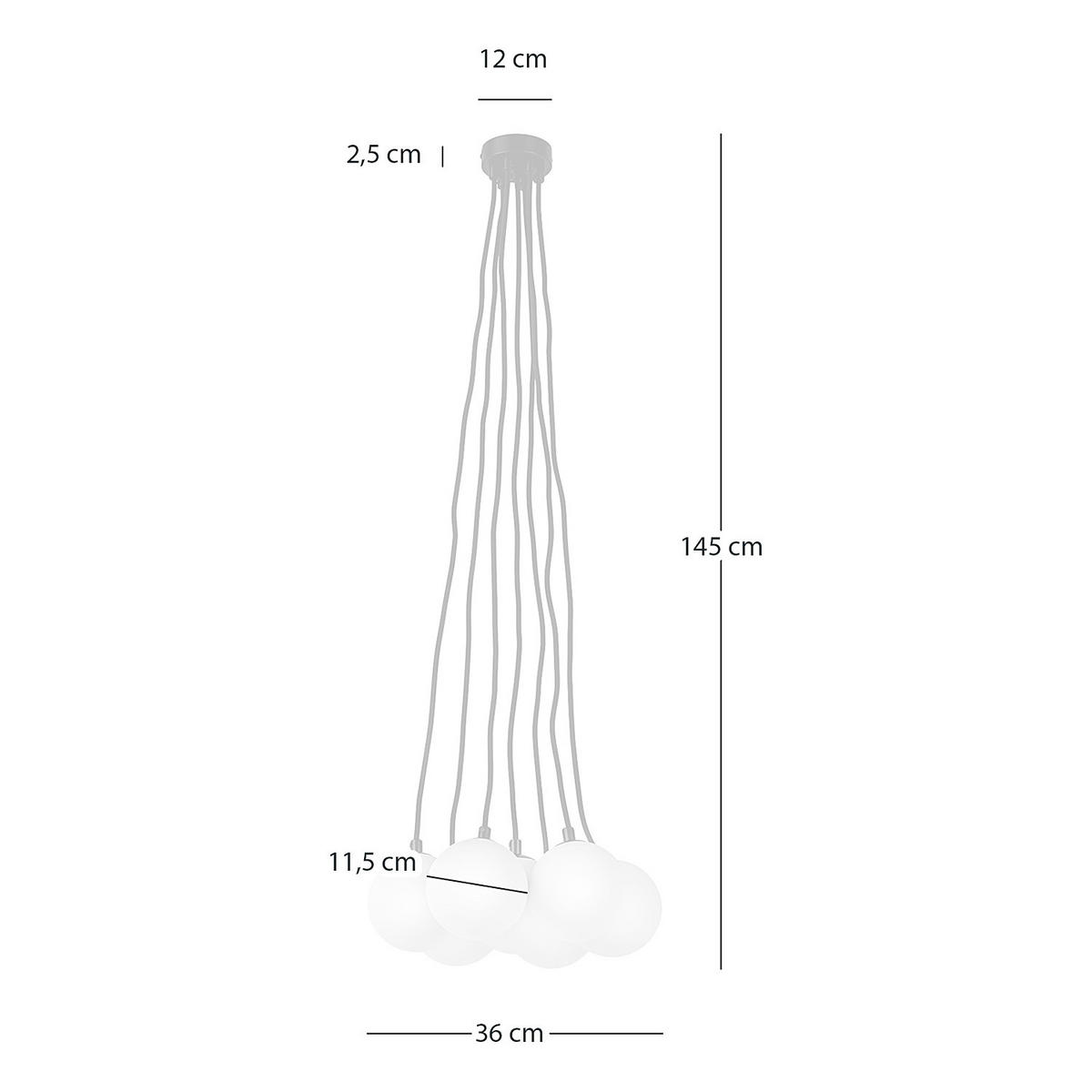 PENDELLEUCHTE - Glas / Metall - 7-flammig - Transparent/Schwarz, Glas/Metall (36/36/145cm) - home24