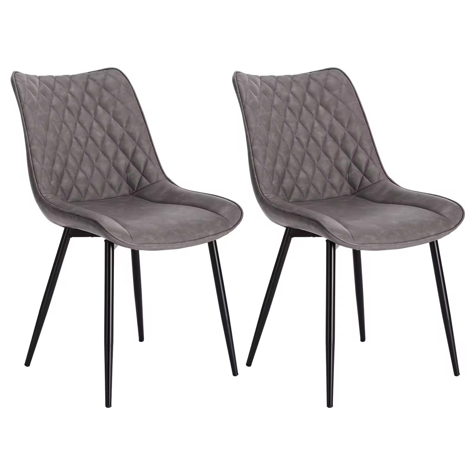 POLSTERSTUHL DE-36200 2er Set mit Kunstlederbezug Dunkelgrau - Dunkelgrau, Metall (40.5/85.5/46cm) - ComfortXL