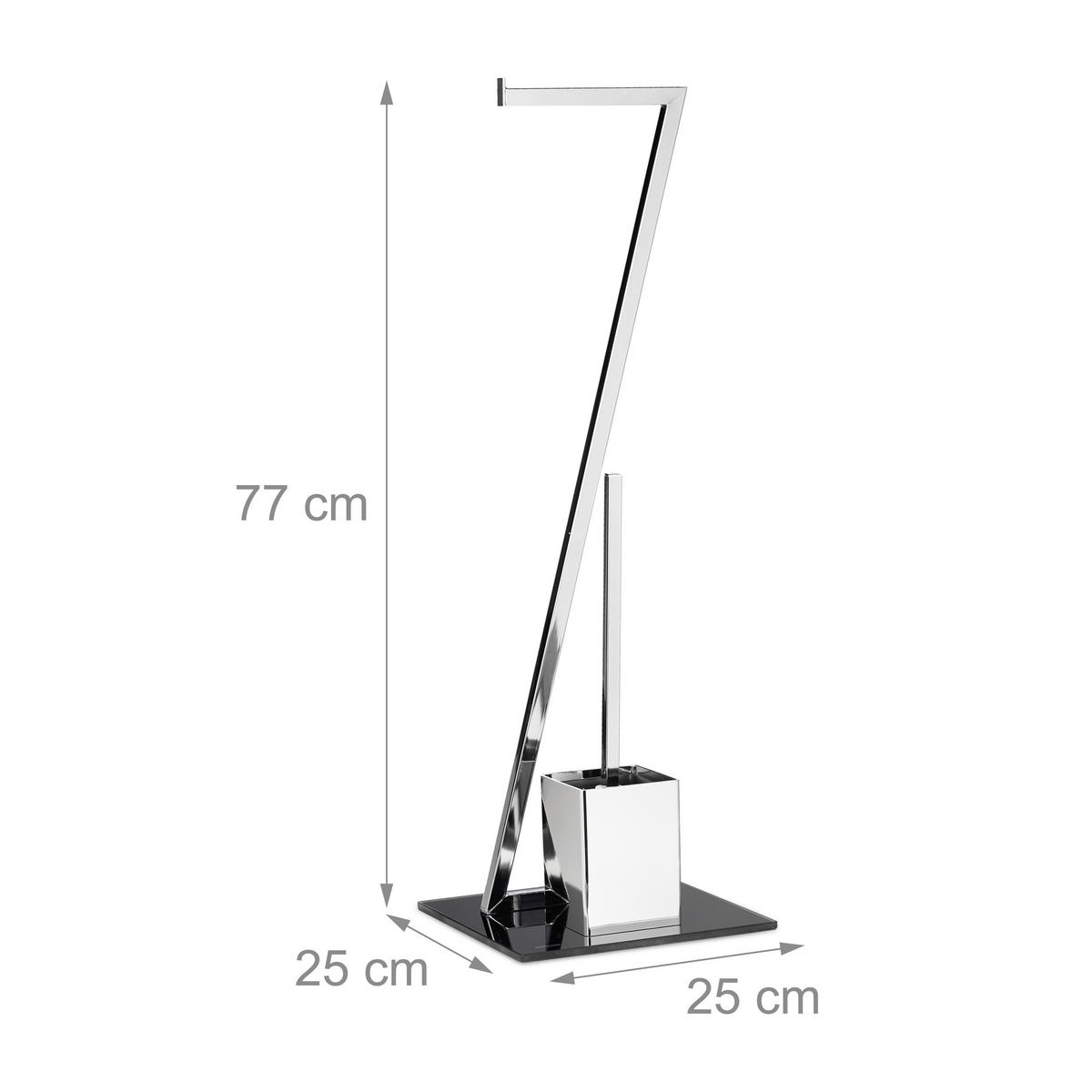 WC Garnitur - Silberfarben, Glas/Kunststoff (25/77/25cm) - Relaxdays