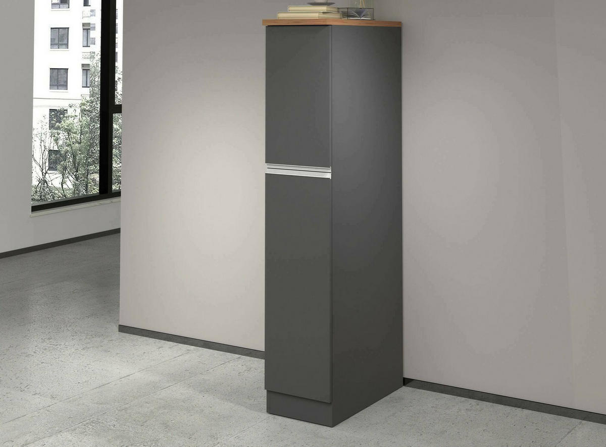 KÜCHENSCHRANK Anthrazit, Eiche 60/30/165 cm - Eichefarben/Anthrazit, Holzwerkstoff (30/165/60cm) - DMORA