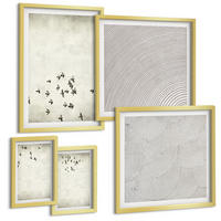 BILDER SET 5er Set - 50x50 cm & 20x30 cm & 40x60 cm Goldrahmen - Minimalistische Vogelmalerei - Goldfarben, Kunststoff (40/60cm) - TULUP