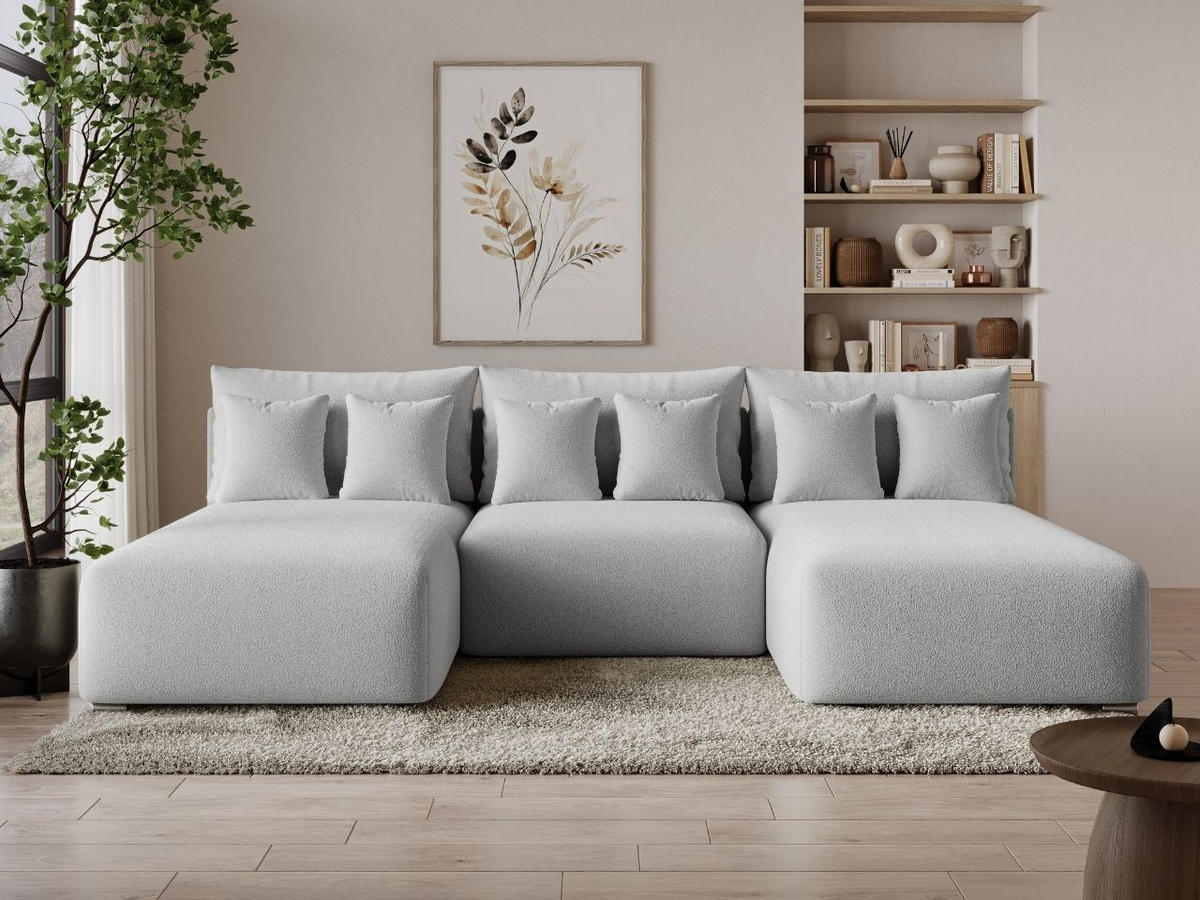 ECKSOFA Ronni U Bouclé-Stoff Grau - Grau, Holz/Textil (300/190cm) - Graingold