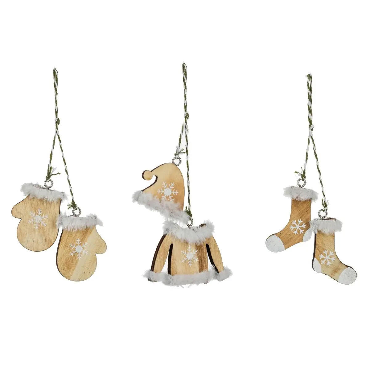 WEIHNACHTSANHÄNGER mit Wintermotiv 3,1/2/7,3 cm - Multicolor, Holz (2/7.3/3.1cm) - Fééric Lights and Christmas