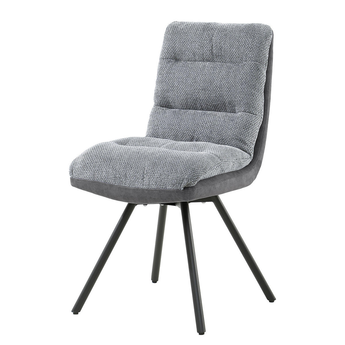 POLSTERSTUHL - 2er-Set - Schwarz/Grau, Textil/Metall (48/95/66cm) - home24