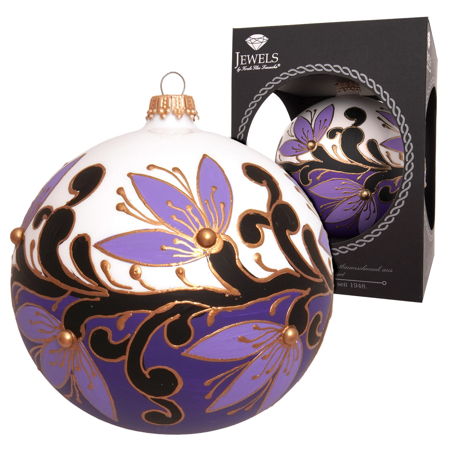 Krebs Glas Lauscha Christbaumkugel Violett 8x8x8 cm