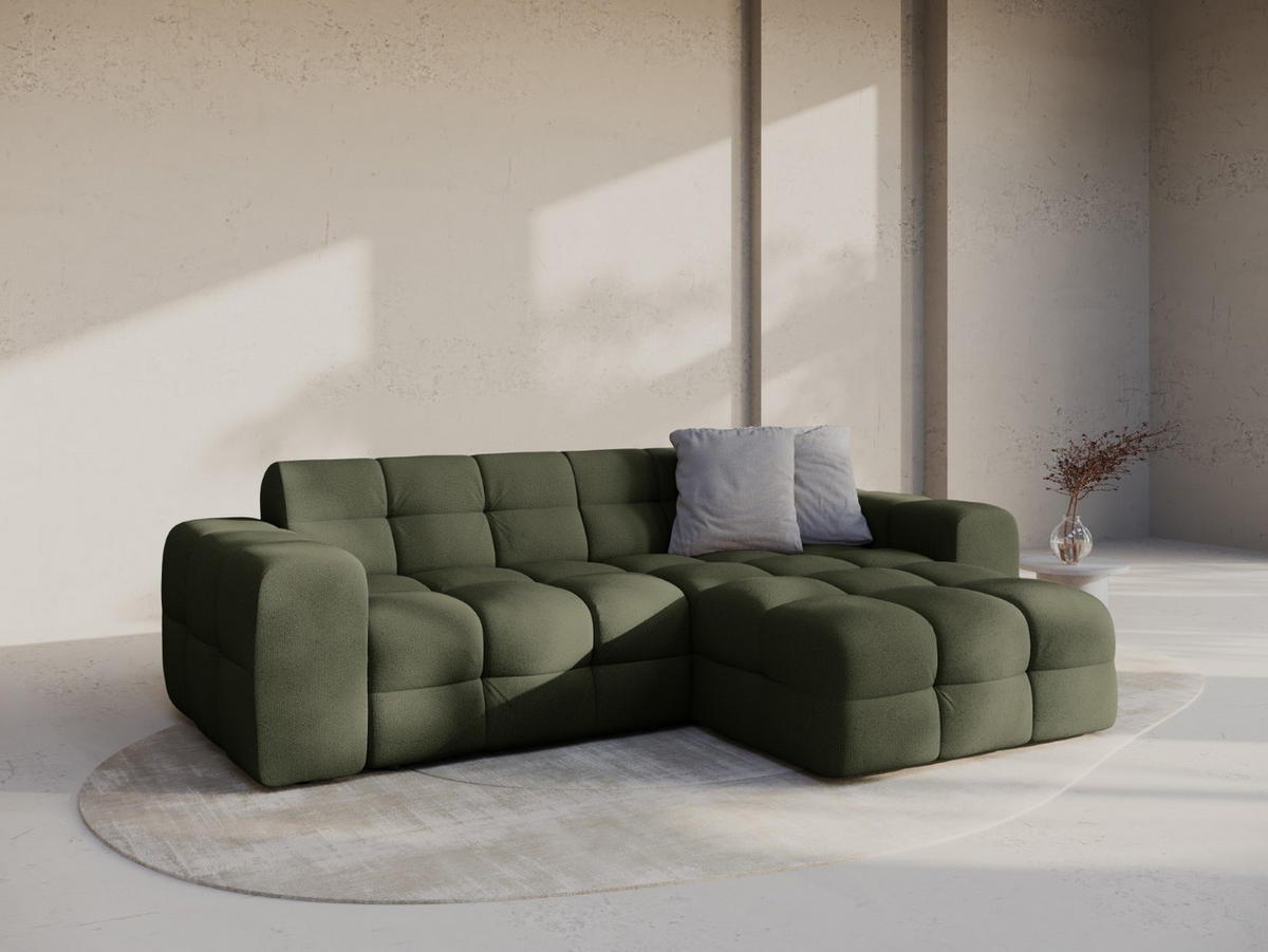 ECKSOFA rechts Kendal aus strukturiertem Stoff amazonasgrün 4 Sitzplätze - Waldgrün, Textil (173/256cm) - Micadoni