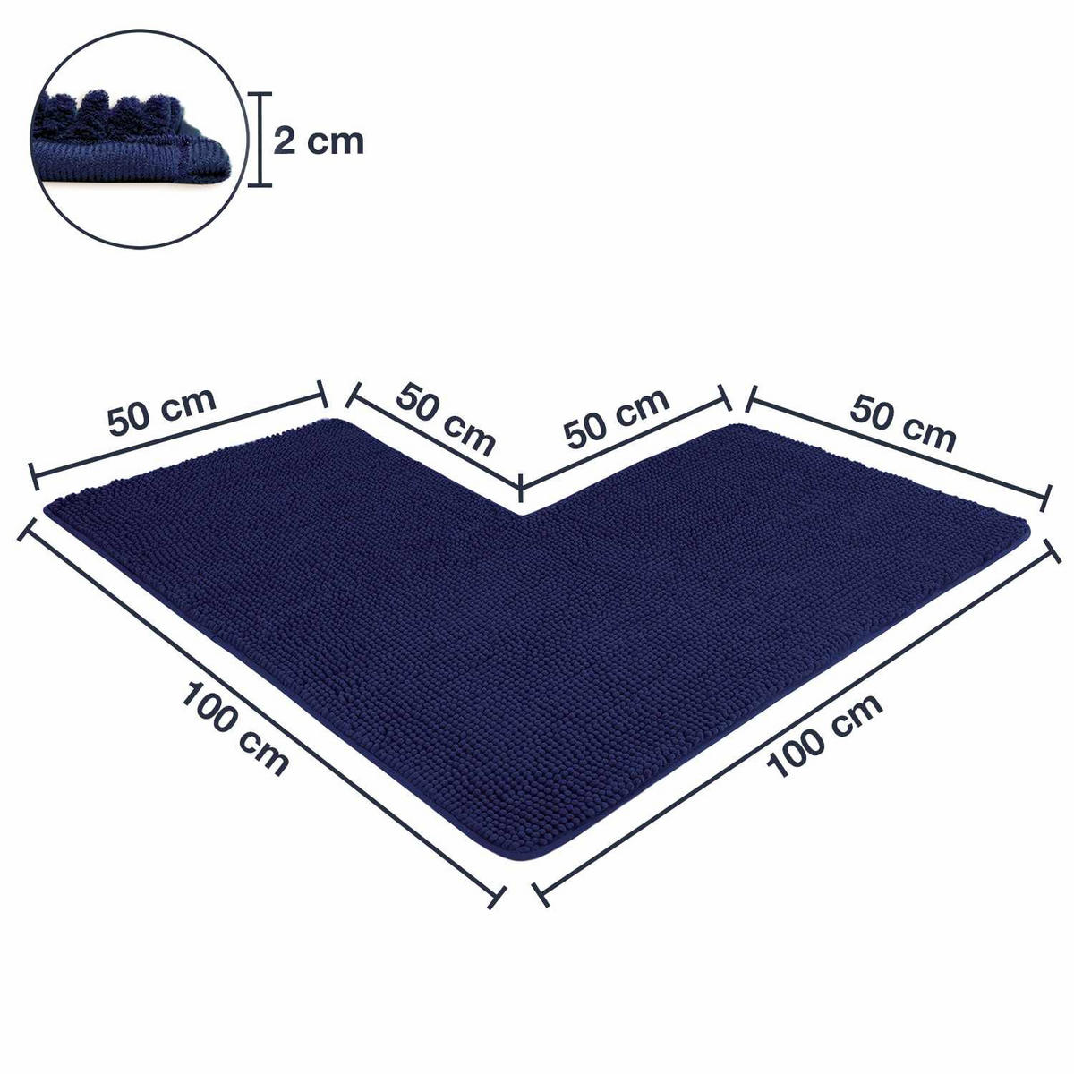 ECKBADEMATTE PARIS - Dunkelblau, Textil (100/100cm) - WohnDirect