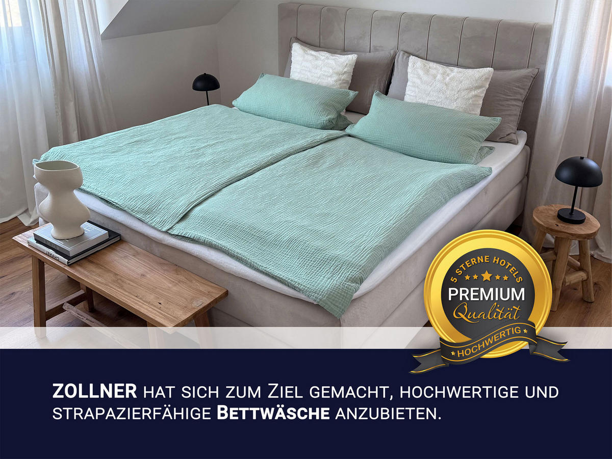 BETTWÄSCHE, 2er-Set, 80x80+135x200 cm, 100% Baumwolle, Grün - Salbeigrün, Textil (135/200cm) - Zollner