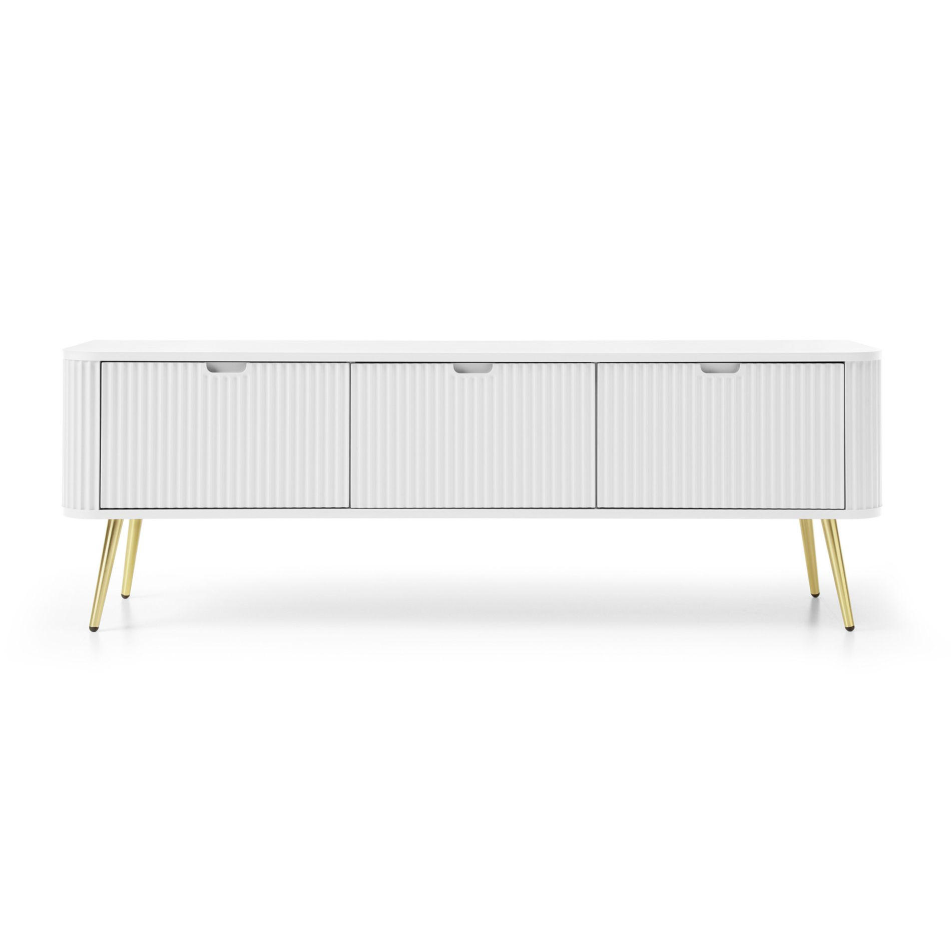 TV-SCHRANK Zova Weiß mit goldenen Beinen 168 cm - Goldfarben/Weiß, Holzwerkstoff/Metall (168/56/39cm) - Selsey