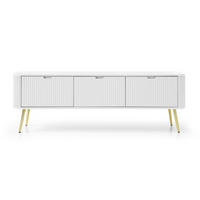 TV-SCHRANK Zova Weiß mit goldenen Beinen 168 cm - Goldfarben/Weiß, Holzwerkstoff/Metall (168/56/39cm) - Selsey