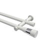 GARDINENSTANGEN-SET Platon Tanara 120 cm, 2-läufig (ohne Ringe), 20 mm Ø Weiß - Chromfarben/Weiß, Metall (120cm) - INTERDECO