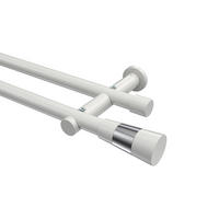 GARDINENSTANGEN-SET Platon Tanara 120 cm, 2-läufig (ohne Ringe), 20 mm Ø Weiß - Chromfarben/Weiß, Metall (120cm) - INTERDECO