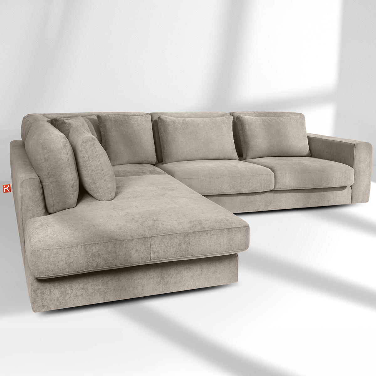 ECKSOFA links VERUS - Beige, Holz/Holzwerkstoff (297/248cm) - KONSIMO®