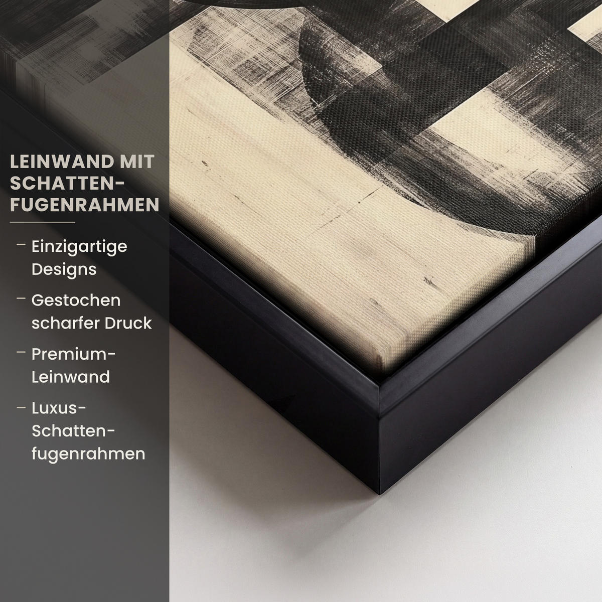 LEINWAND Bilder mit Rahmen - Kreise - Balken - Schwarz - Abstrakt - 20x20 - Schwarz, Textil (20/20cm) - MuchoWow