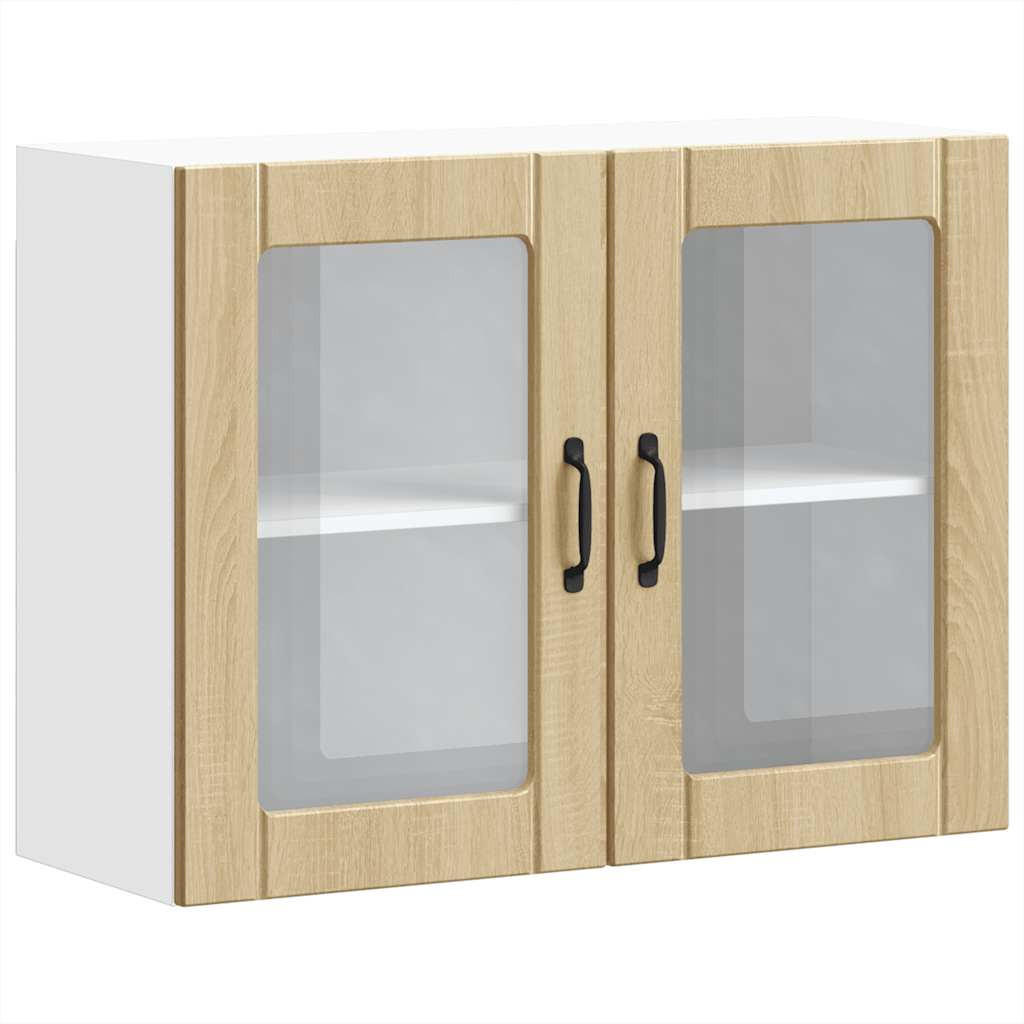 KÜCHEN-HÄNGESCHRANK Mit Glastür Sonoma-Eiche Holzwerkstoff - Braun, Holzwerkstoff (31/60/80cm) - vidaXL