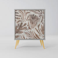 SIDEBOARD PASSING TIME, Grau, 57,5x42x75,5 cm, Goldfarbene Metallfüße - Goldfarben/Multicolor, Holzwerkstoff/Metall (57.5/75.5/42cm) - SpaceRebels