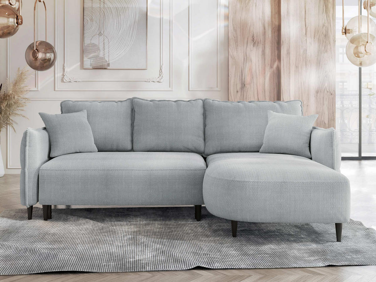 ECKSOFA Sycylia, Seite: Rechts - Schwarz/Grau, Holz/Textil (244/165cm) - MIRJAN24