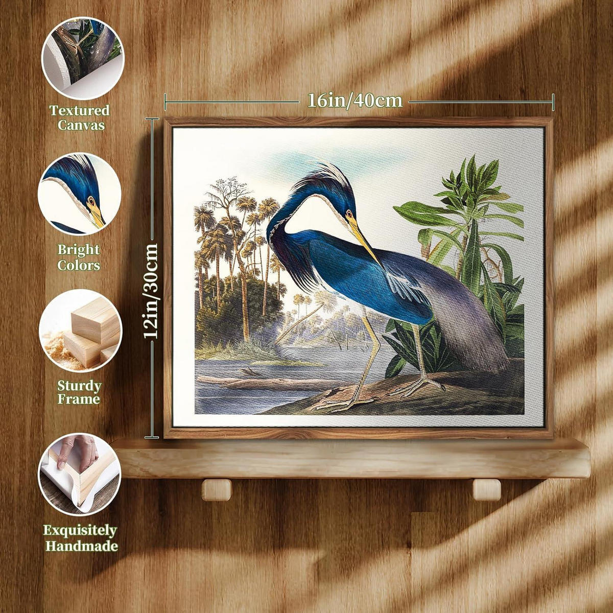 LEINWANDBILD mit Rahmen Vogelmotiv 30 x 40 cm - Blau, Holz (30/0.5cm)