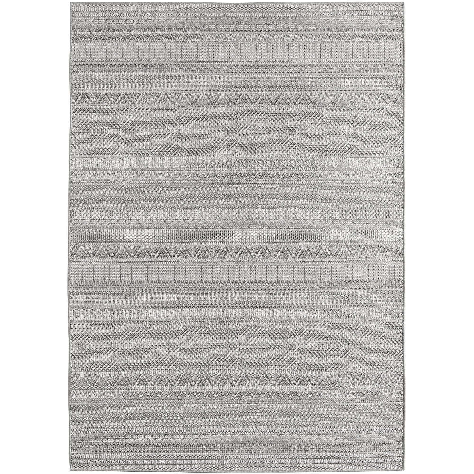 TEPPICH Outdoor Flachgewebe Ethno Muster Polypropylen Balkon Grau Rechteckig 280x370 - Grau, Textil (280/370cm) - KADIMA DESIGN